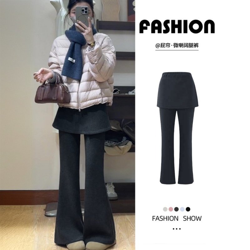 深灰色微喇裤子女2026年春秋季新款高腰显瘦假两件屁帘休闲卫裤子,女装/女士精品,休闲裤,淘宝优惠券,粉丝福利购,淘宝优惠卷