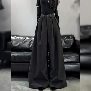 裤 西装 女宽松垂感西裤 休闲裤 子 2025年秋冬新款 职业裤 灰色阔腿裤