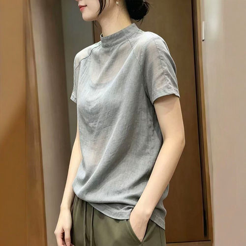 显瘦减龄薄款休闲正肩体恤上衣