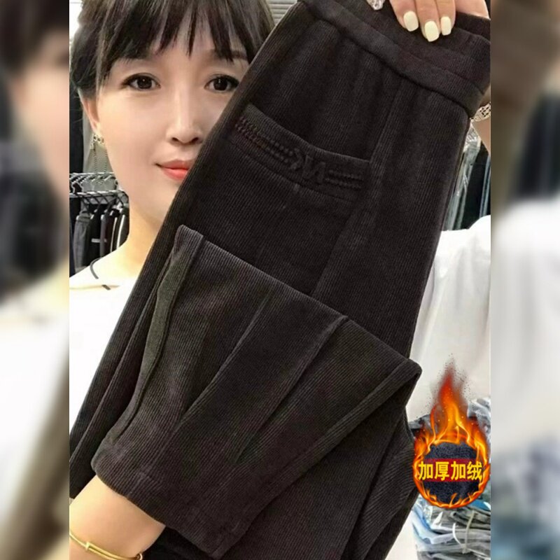 2026年秋冬新款休闲哈伦裤子女士高腰显瘦垂感条绒宽松灯笼长裤子