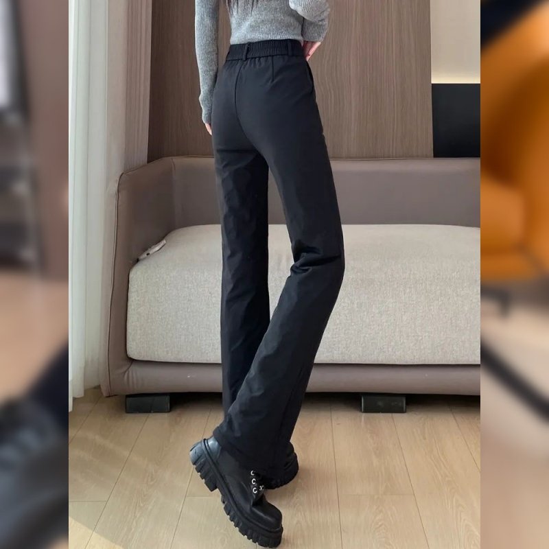 黑色阔腿工装羽绒裤女冬季2025年外穿防寒保暖显瘦哈尔滨直筒棉裤