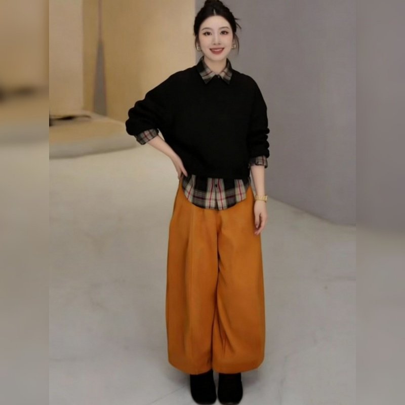 高级感姜黄色加厚卫裤女2026春秋季新款加绒宽松显瘦保暖阔腿裤子,女装/女士精品,休闲裤,淘宝优惠券,粉丝福利购,淘宝优惠卷