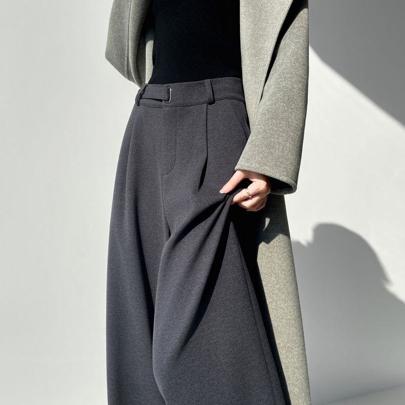 深灰色加绒西装阔腿裤子女春秋季2026年新款设计感高腰休闲直筒裤,女装/女士精品,休闲裤,淘宝优惠券,粉丝福利购,淘宝优惠卷