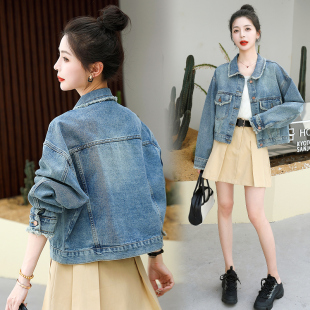 短款 蓝色长袖 牛仔上衣 高街美式 复古牛仔外套搭配女春秋2025年新款