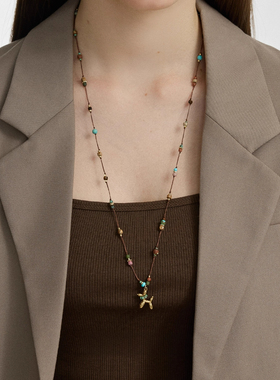 复古串珠立体小狗项链