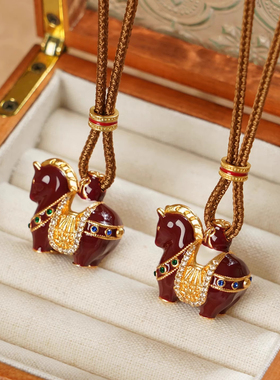 新中式红色滴油锆石吊坠项链