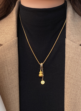 新中式金色葫芦吊坠时尚轻奢项链