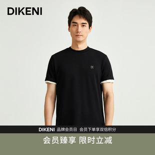 时尚 迪柯尼高端男装 四季 百搭神T秋季 针织T恤 双D提花短袖