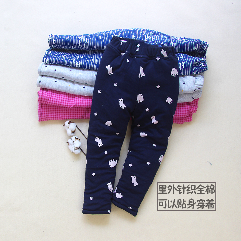 儿童棉花棉裤男童女童中大童针织全棉弹力棉服保暖加厚内胆冬装