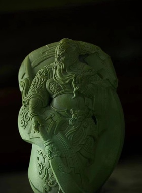 湖北原矿绿松石配饰 关公雕刻件 吊坠 宝宝佛