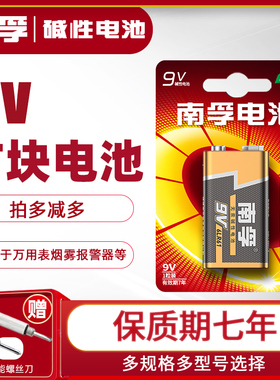 南孚9V碱性电池方块九伏万用表无线话筒烟雾报警器万能表 6LR61叠层号方形玩具遥控器麦克风干电池批发体温枪