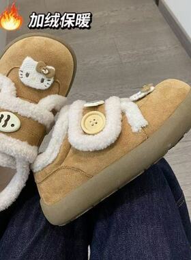 韩版校园风魔术贴保暖加绒女2025新款爆款冬季百搭厚底冬季加绒鞋