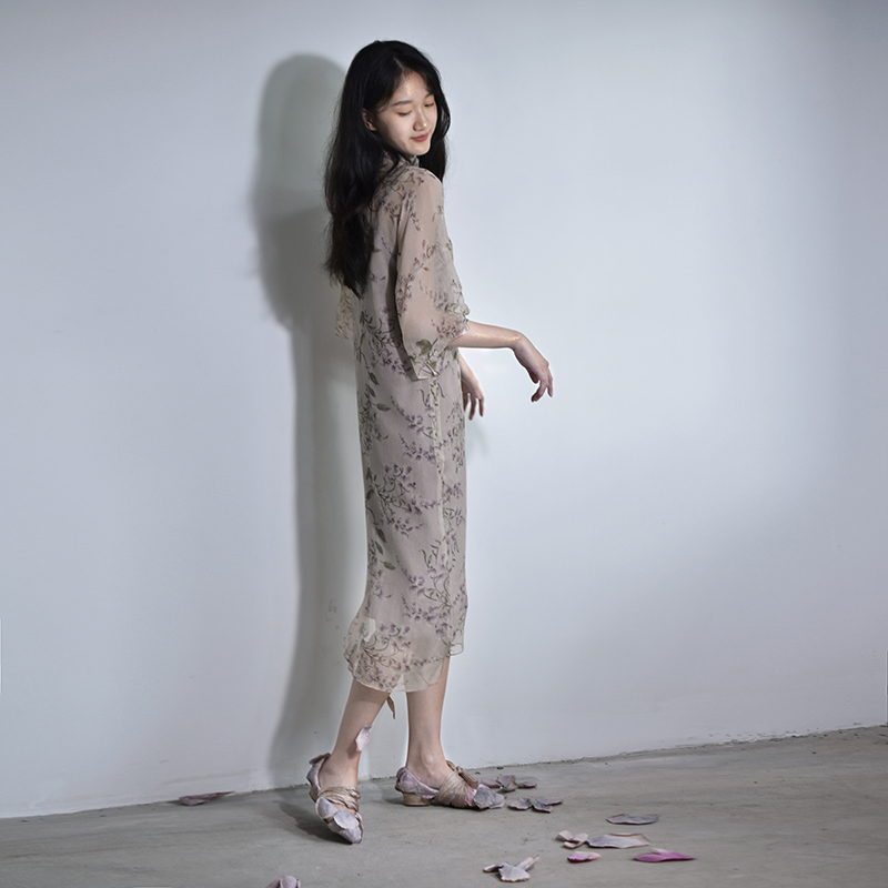 「顺丰」蛮丽楼｜灵之 宽松倒大袖真丝旗袍复古无省一片式平裁