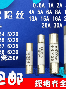 陶瓷保险丝管RO55熔断器R055熔芯5*25MM1A 2A 3A 4A 5A 6A 8A 10A