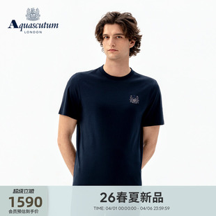 T恤衫 Aquascutum 绣花短袖 纯棉休闲时尚 雅格狮丹2026春夏新品 男士