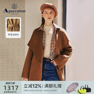 Aquascutum 新品 时尚 女士羊毛呢大衣外套Q5050EL6A1 雅格狮丹冬季