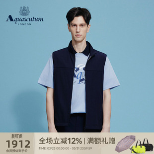 立领商务轻薄简约休闲马甲通勤 男士 Aquascutum 雅格狮丹春夏新品