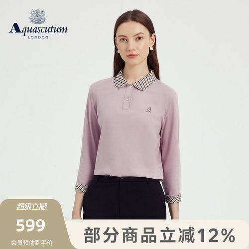 【100%棉】25秋冬新品女格纹POLO