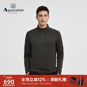 Aquascutum T恤 休闲通勤简约高领半拉链长袖 雅格狮丹秋冬新品 男士