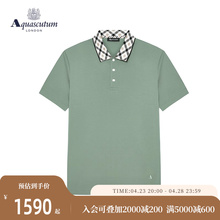 POLO恤Q49H9EM081 格纹翻领纯棉短袖 Aquascutum 雅格狮丹春夏男士