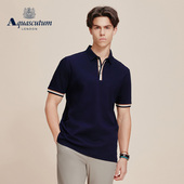 商务休闲翻领短袖 男士 条纹POLO通勤 雅格狮丹春夏新品 Aquascutum