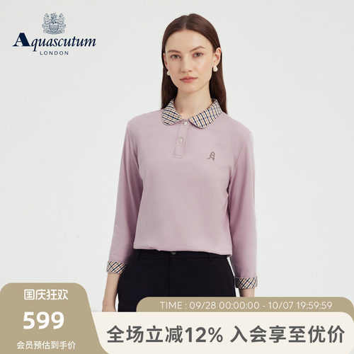 【100%棉】25秋冬新品女格纹POLO