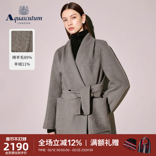 Aquascutum/雅格狮丹秋冬新女气质时尚羊毛羊绒毛呢大衣修身外套