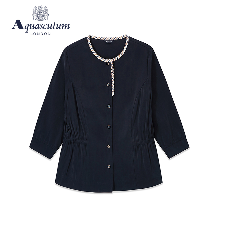 Aquascutum/雅格狮丹春夏新款格纹上衣女装恤衫Q4974EL011 女装/女士精品 衬衫 原图主图