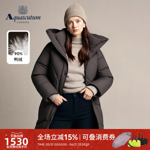 【雅格狮丹】女中长款连帽羽绒服