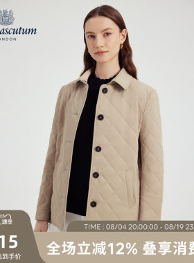 【雅格狮丹】女简约菱格棉服外套