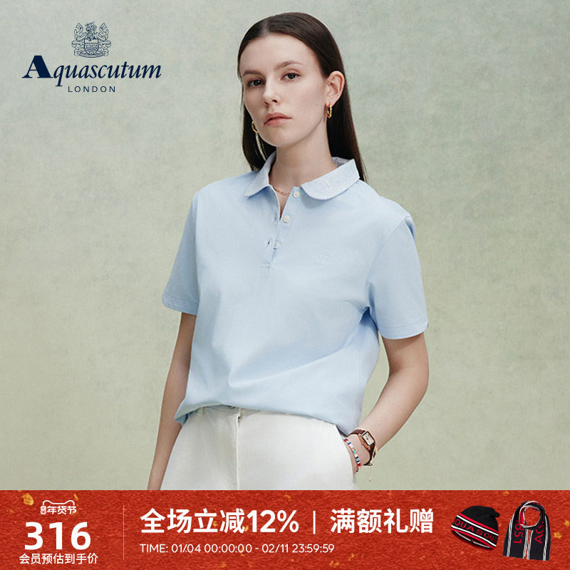 Aquascutum/雅格狮丹春夏新品女士简约时尚翻领短袖POLO衫T恤气质,女装/女士精品,POLO衫,淘宝优惠券,粉丝福利购,淘宝优惠卷