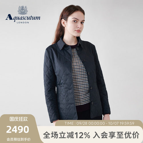【雅格狮丹】女简约翻领棉服外套