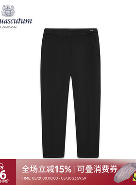 Aquascutum/雅格狮丹春夏新款女士休闲裤黑色宽松长裤Q4961ML011