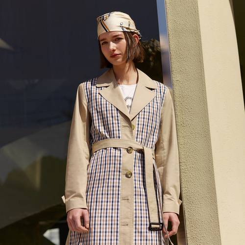 雅格狮丹流行显瘦收腰格子外套