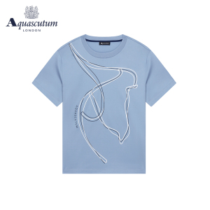 Aquascutum/雅格狮丹春夏新品女士t恤上衣短袖宽松纯棉Q4770EL061