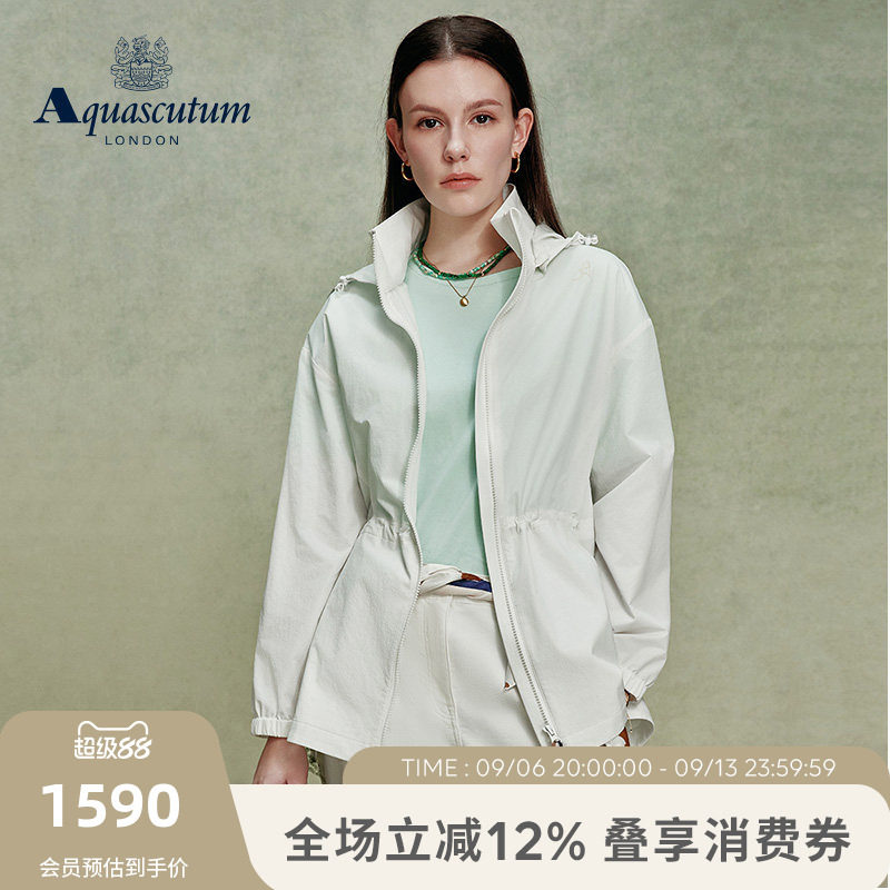 【雅格狮丹】纯色连帽拉链外套图片