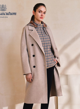 Aquascutum/雅格狮丹秋冬新品时尚双排扣毛呢大衣外套Q5001EL0A1