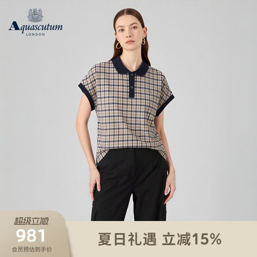 【100%棉】女英伦风格纹POLO