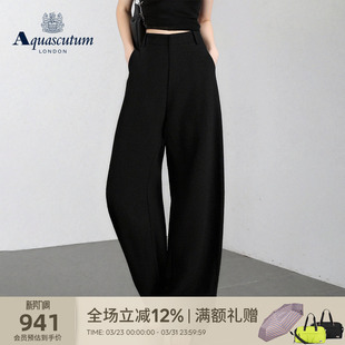 阔腿裤 Aquascutum 弯刀裤 女士黑色休闲长裤 气质 雅格狮丹秋冬新品