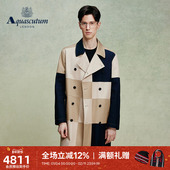 Aquascutum 双排扣拼色风衣外套通勤 中长款 雅格狮丹春夏新品 男士