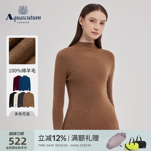 Aquascutum 女半高领羊毛针织衫 打底衫 毛衣气质 雅格狮丹秋冬新品