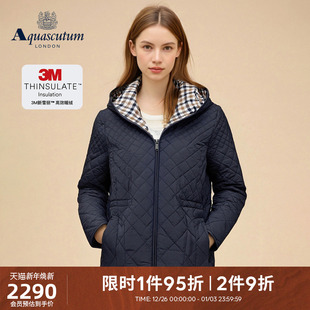 女士时尚 新品 休闲绗缝连帽棉服外套 雅格狮丹2025冬季 Aquascutum