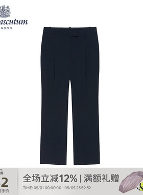 Aquascutum/雅格狮丹夏季女士中腰直筒休闲裤显瘦长裤Q4764EL021
