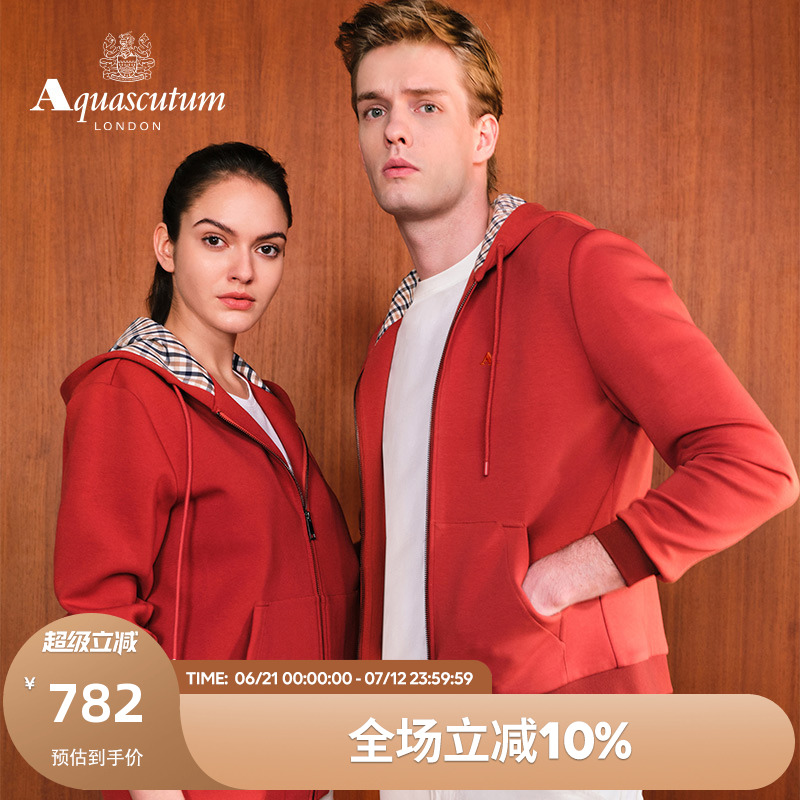 Aquascutum/雅格狮丹2025春夏新男女同款情侣长袖卫衣Q5068EU1A1