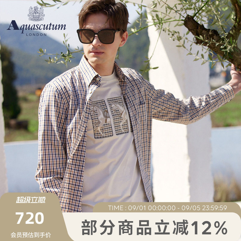 【雅格狮丹】男纯棉休闲长袖衬衫图片