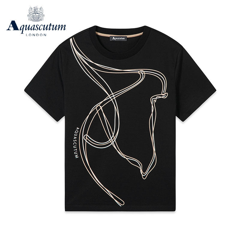 Aquascutum/雅格狮丹春夏上衣短袖宽松纯棉Q4770EL061