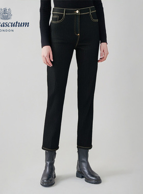Aquascutum/雅格狮丹秋冬新品时尚女士黑色弹力牛仔裤Q5072EL011