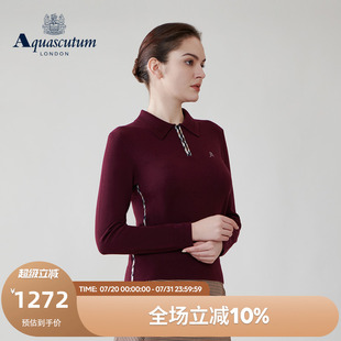 Q5067EL021 Aquascutum 雅格狮丹2024秋冬新品 女半拉链修身 针织衫
