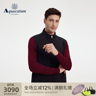Aquascutum 男双面穿立领羊毛马甲背心外套通勤 雅格狮丹秋冬新品