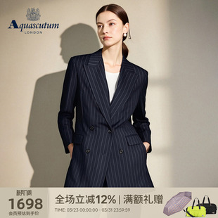 羊毛外套气质 女士职业条纹商务西装 Aquascutum 雅格狮丹秋冬新品